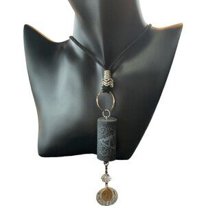 Unique Handmade Wine Cork Pendant Necklace With Black Cord